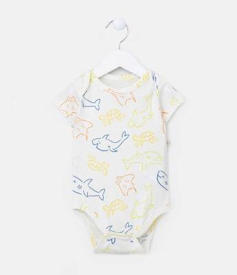 Body Infantil com Estampa Tubarões - Tam 0 a 18 meses