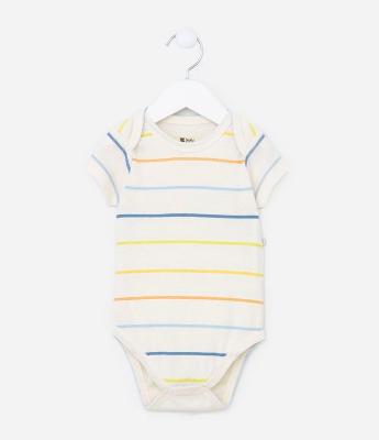 Body Infantil em Suedine com Listras - Tam 0 a 18 meses