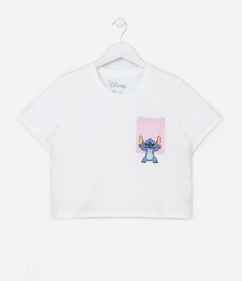 Camiseta Curta Infantil com Estampa do Stitch - Tam  5 a 14 Anos