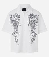 Camisa Boxy em Sarja com Estampa de Dragões - 1