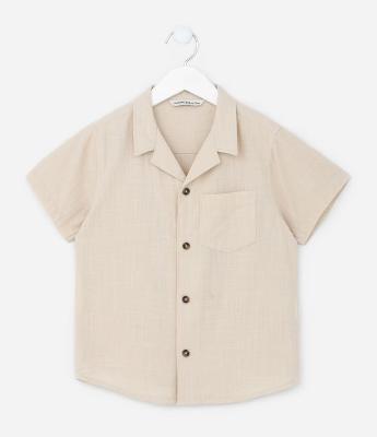 Camisa Infantil em Tricoline Texturizada - Tam 5 a 14 Anos