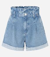 Short Baggy Cintura Alta em Jeans com Prega e Barra Dobrada - 1