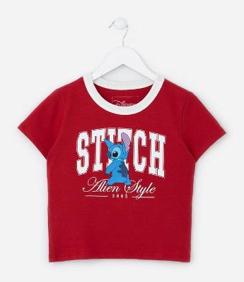 Camiseta Slim Infantil com Estampa do Stitch - Tam 5 a 14 Anos