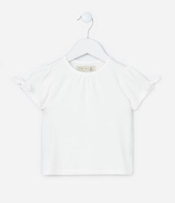 Blusa Infantil em Algodão com Lacinhos nas Mangas - Tam 1 a 5 Anos