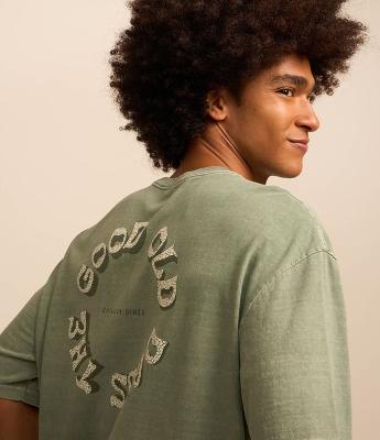 Camiseta Relaxed em Algodão com Estampa Lettering