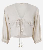 Blusa em Viscolinho com Manga 3/4 Bufante - 1