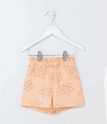 Short Infantil com Lacinho e Estampa Flor - Tam 1 a 5