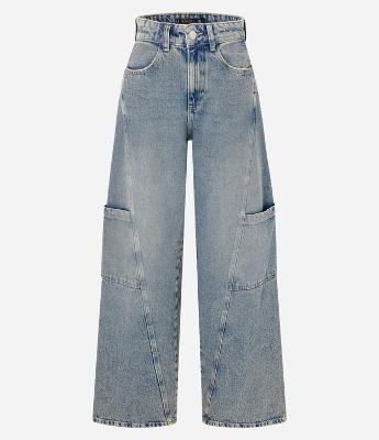 Calça Wide Leg em Jeans Dirty com Bolsos Laterais