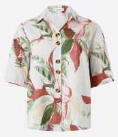 Camisa em Viscolinho com Folhagens Estampadas - 1