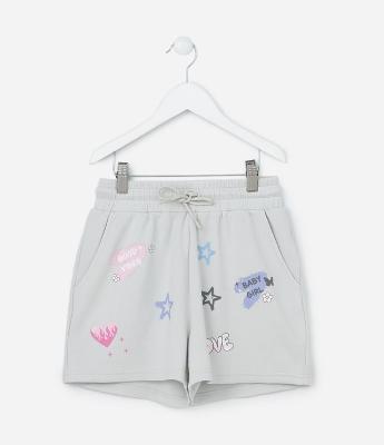 Bermuda Infantil em Microfibra com Estampa Divertida Baby Girl -Tam 5 a 14 Anos