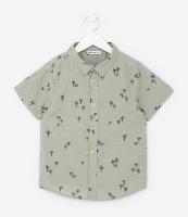 Camisa Infantil em Linho com Estampa Coqueiros - Tam 5 a 14 Anos - 1