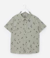 Camisa Infantil em Linho com Estampa Coqueiros - Tam 5 a 14 Anos - 3
