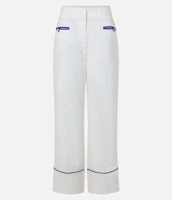 Calça Wide Leg e Viscose com Detalhes de Viés Contrastante