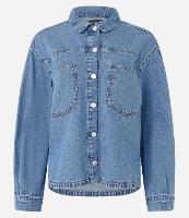 Camisa Ampla em Jeans com Bolsos no Peito - 1