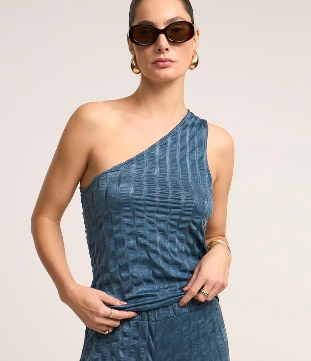 Blusa Sem Manga Texturizada com Decote Ombro Só - 2