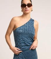 Blusa Sem Manga Texturizada com Decote Ombro Só - 2