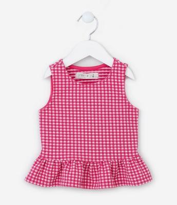 Blusa Bata Infantil em Jacquard com Estampa Xadrez - Tam 1 a 5 Anos