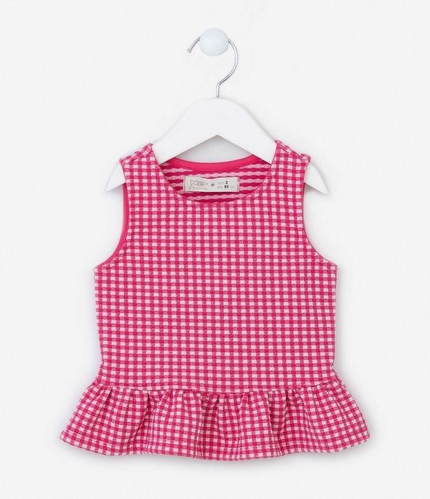 Blusa Bata Infantil em Jacquard com Estampa Xadrez - Tam 1 a 5 Anos - 1