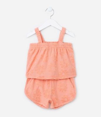 Conjunto Infantil Atoalhado com Textura de Flores - Tam 1 a 5 anos