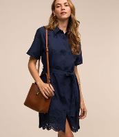 Vestido Curto em Laise com Amarração e Barra Bordada - 1