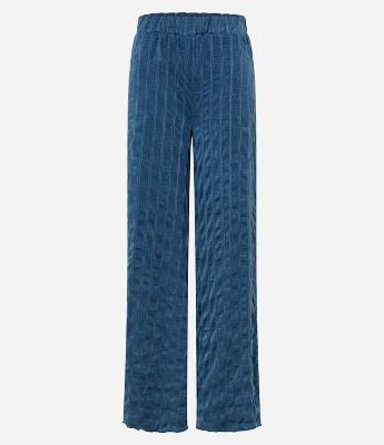 Calça Wide Leg Cintura Alta Texturizada com Elástico no Cós
