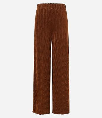 Calça Wide Leg Cintura Alta Texturizada com Elástico no Cós