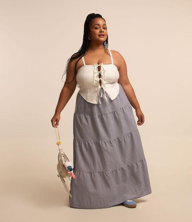 Saia Longa em Ana Ruga Xadrez Vichy Curve & Plus Size - 1