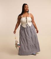Saia Longa em Ana Ruga Xadrez Vichy Curve & Plus Size - 1