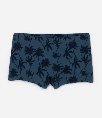 Sunga Boxer Infantil com Estampa Coqueiros - Tam 5 a 14 Anos