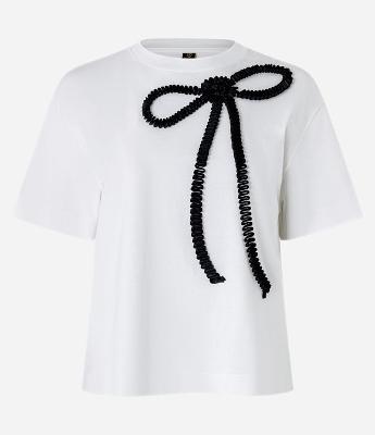 Camiseta Boxy em Algodão com Bordado de Laço