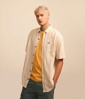 Camisa em Tricoline com Listras Verticais e Bolso - 1