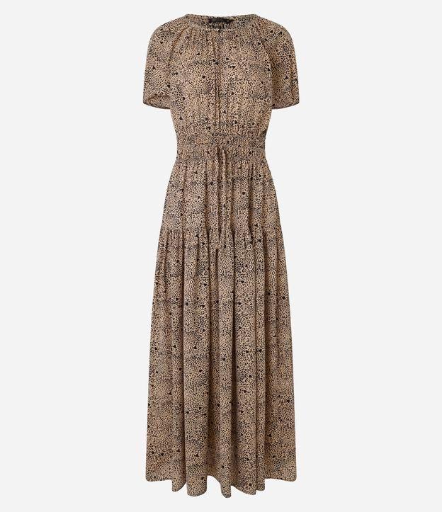 Vestido Midi em Crepe Estampado Animal Print Onça - 1