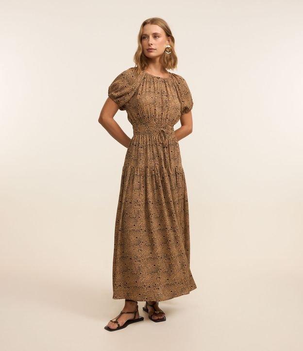 Vestido Midi em Crepe Estampado Animal Print Onça - 2