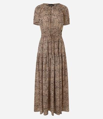 Vestido Midi em Crepe Estampado Animal Print Onça