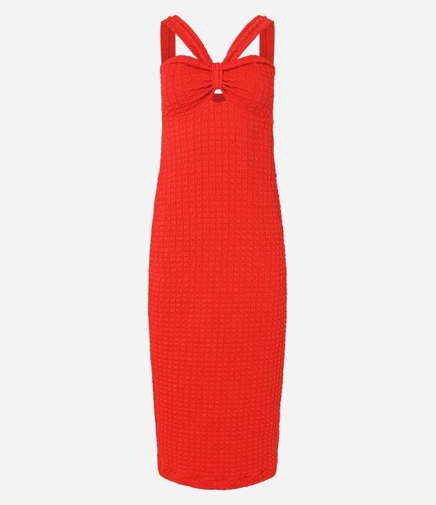 Vestido Midi Texturizado com Recorte no Decote - 1