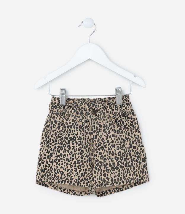 Short Clochard Infantil Jeans com Estampa Oncinha - Tam 1 a 5 Anos - 1