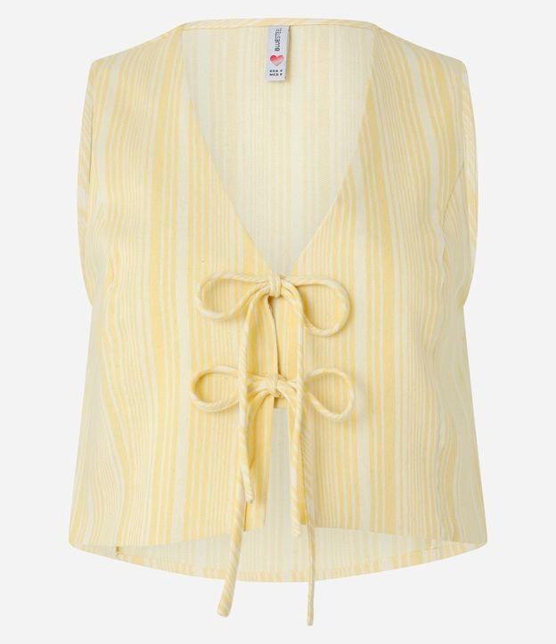 Colete em Algodão com Amarração Frontal e Estampa Listrada - 1