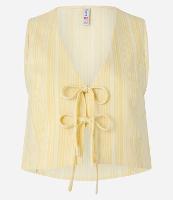 Colete em Algodão com Amarração Frontal e Estampa Listrada - 1