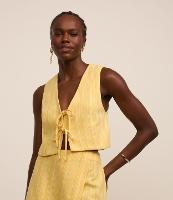 Colete em Algodão com Amarração Frontal e Estampa Listrada - 2