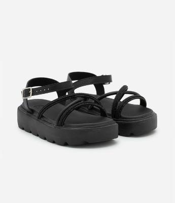 Sandália Flatform Infantil com Brilhos Molekinha - Tam 26 a 36