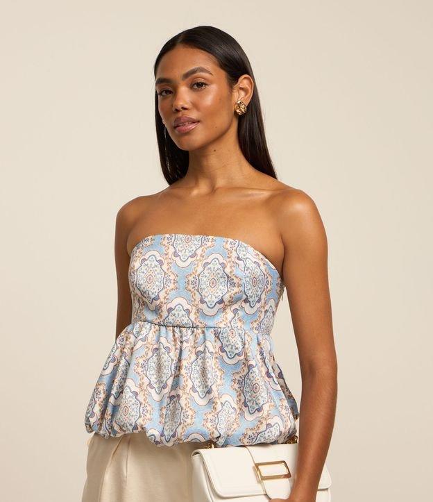 Blusa Balonê Tomara que Caia com Estampa Abstrata - 1