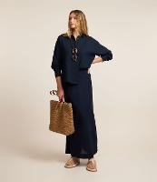 Saia Midi em Viscolinho com Amarração no Cós - 1