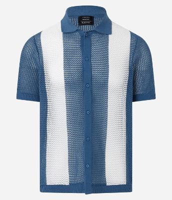 Camisa Comfort com Efeito em Tricô Listrada
