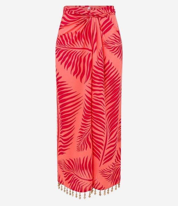 Saída de Praia Saia em Viscose com Multi Amarrações e Estampa Folhas - 2