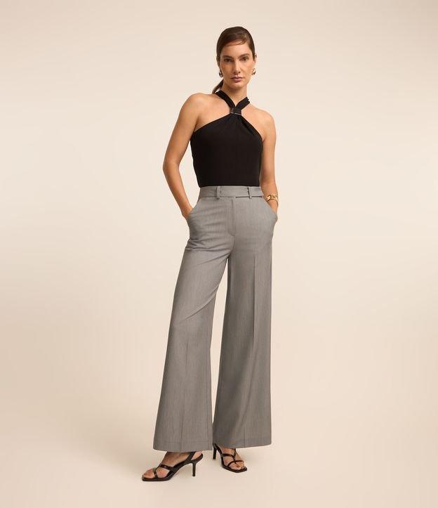 Calça Pantalona Alfaiatada com Passantes e Frisos - 1