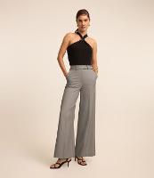 Calça Pantalona Alfaiatada com Passantes e Frisos - 1