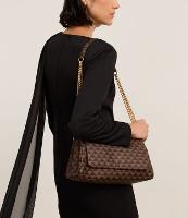 Bolsa Shoulder Média em PU Estampa Triângulos e Alça com Corrente - 2