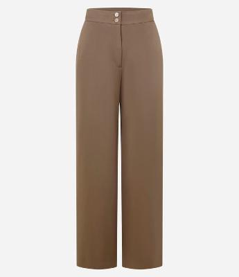 Calça Wide Leg Alfaiatada Cintura Alta com Botões Duplos