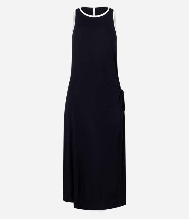 Saída de Praia Vestido Midi com Recorte Lateral e Viés Contrastante - 1