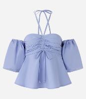 Blusa Ombro a Ombro em Tricoline com Amarração - 1